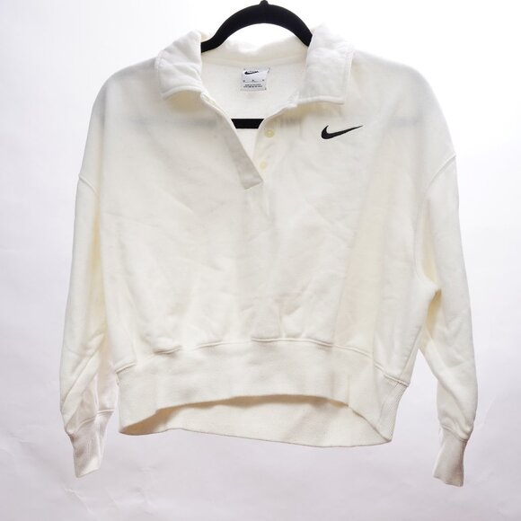 Nike Cropped Henley Sweatshirt Size M - Picture 1 of 2
